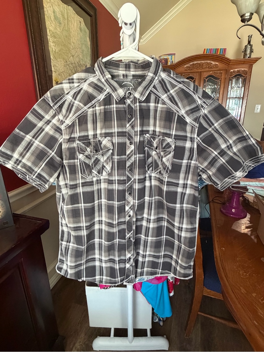 BKE Boys Black & White Plaid Button-Down Shirt